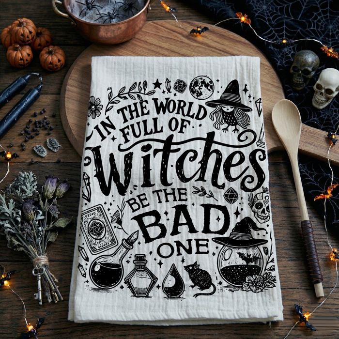 Spooky Season Halloween Kitchen Towel – Modern Stylish Halloween Decor + Gift IDeas
