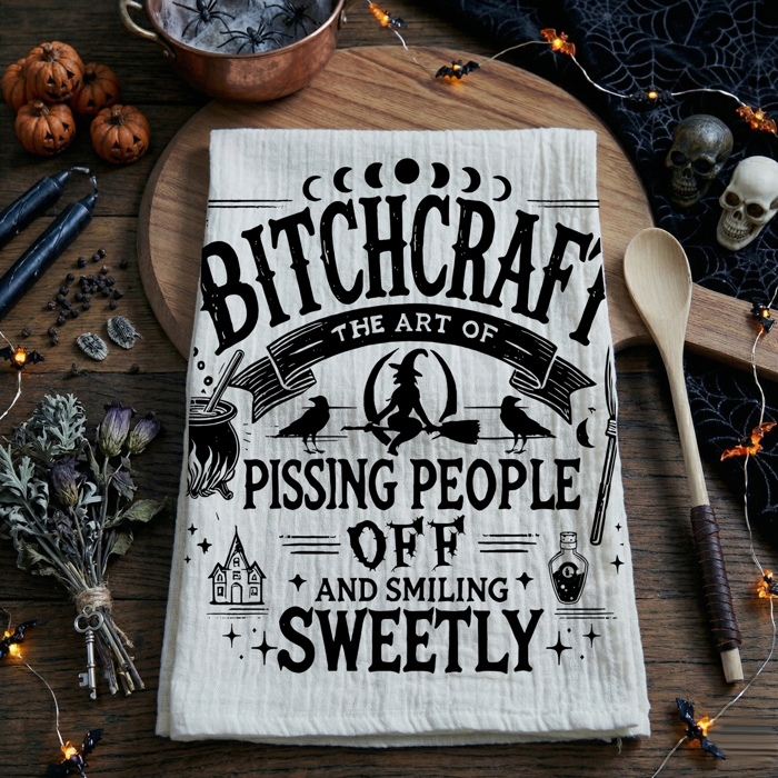 Spooky Season Halloween Kitchen Towel – Modern Stylish Halloween Decor + Gift IDeas