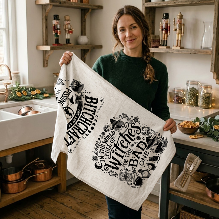 Spooky Season Halloween Kitchen Towel – Modern Stylish Halloween Decor + Gift IDeas