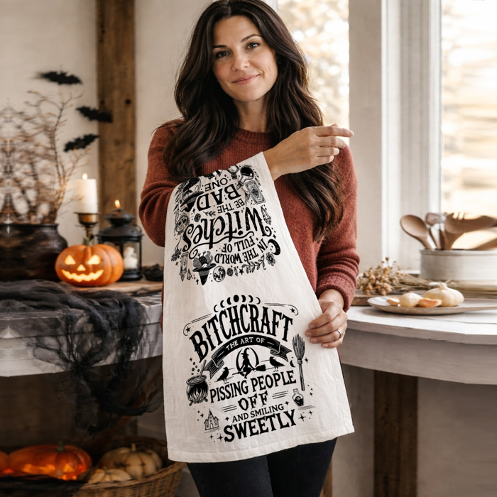 Spooky Season Halloween Kitchen Towel – Modern Stylish Halloween Decor + Gift IDeas