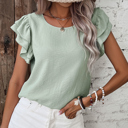  Ruffled Short Sleeve Casual Blouse