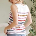  Stripe Rainbow Round Neck Tank Top