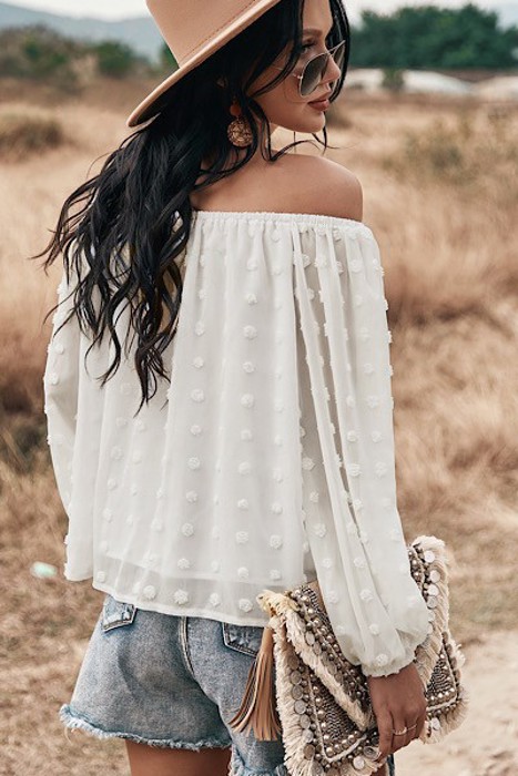 Dotted Off the Shoulder Blouse