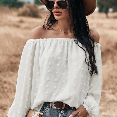 Dotted Off the Shoulder Blouse
