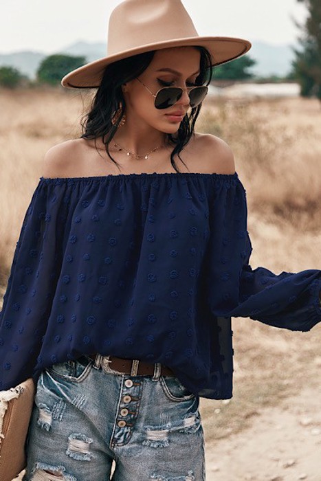 Dotted Off the Shoulder Blouse