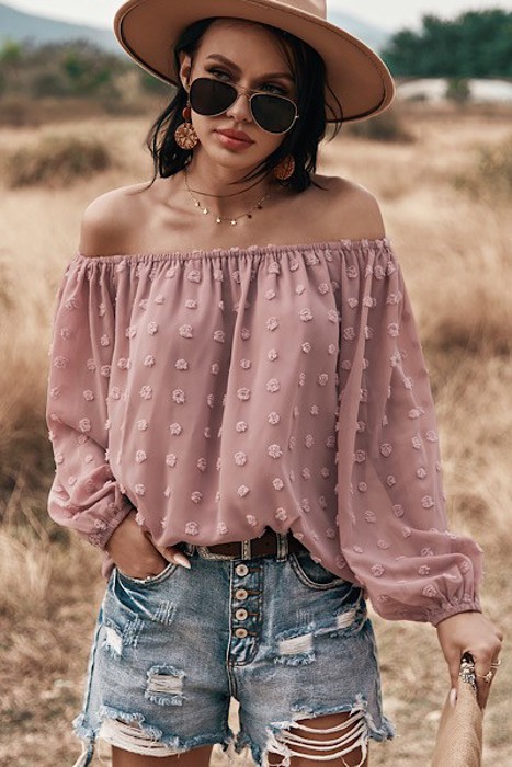 Dotted Off the Shoulder Blouse