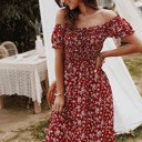  Smocked bodice midi dress