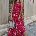 Small Red Polka dot halter maxi dress