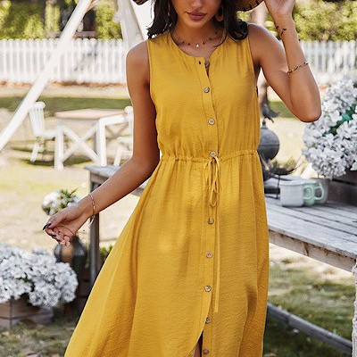 Button Front Midi