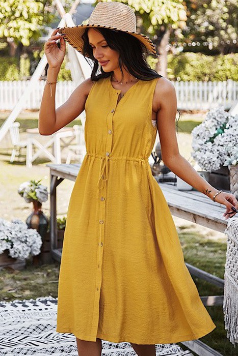 Button Front Midi
