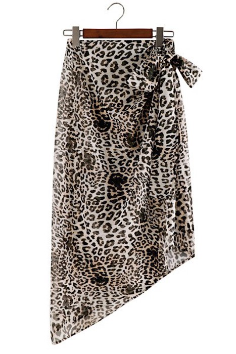 Leopard beach wrap skirt