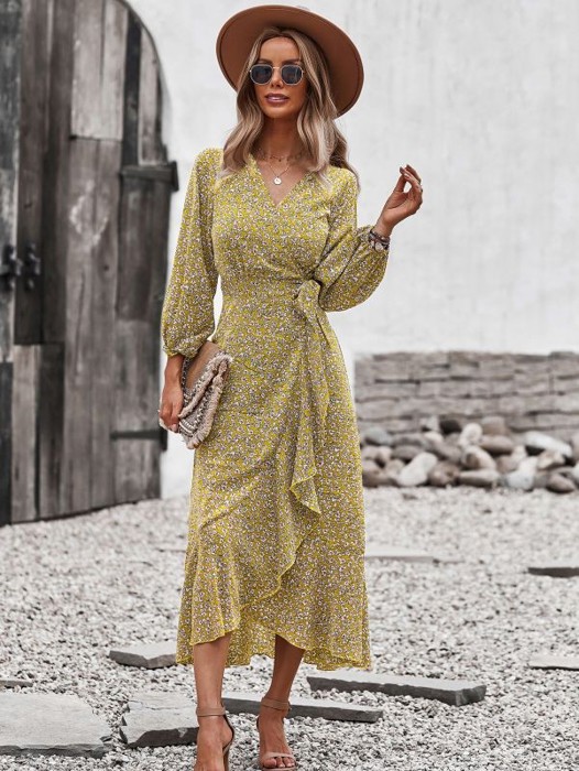 Printed wrap dress