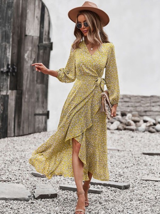Printed wrap dress