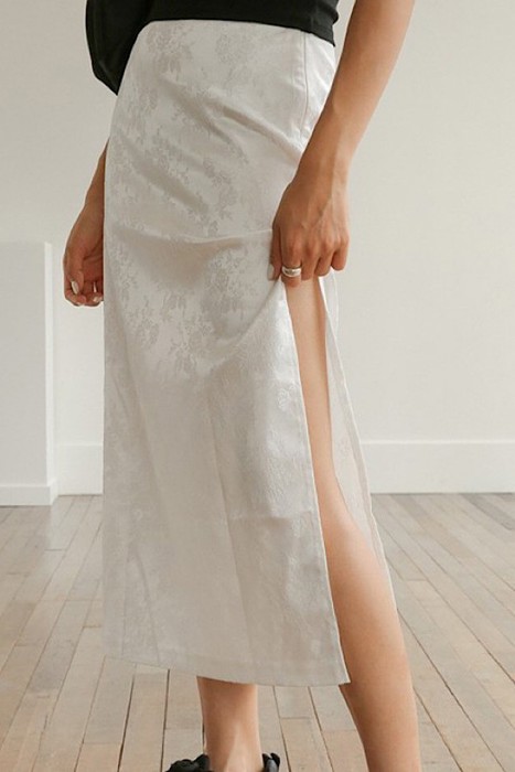 Miss Sparkling Floral Satin Midi Skirt