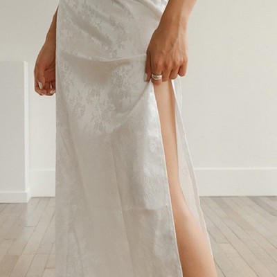 Miss Sparkling Floral Satin Midi Skirt