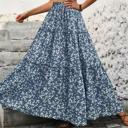 Small BLUE Floral tiered maxi skirt