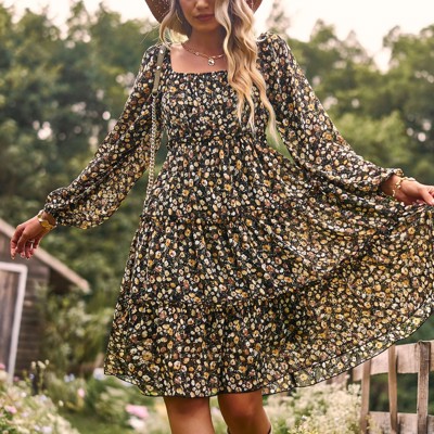 Miss Sparkling Printed Long Sleeve Dress