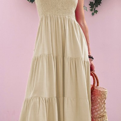 Miss Sparkling Solid One-Shoulder Dress
