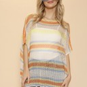 Beige Small Miss Sparkling Stripe cover up top