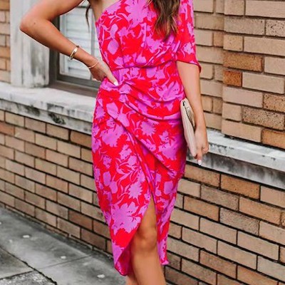 Floral One Shoulder Dress