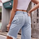  Miss Sparkling Denim Ripped Bermuda Shorts 