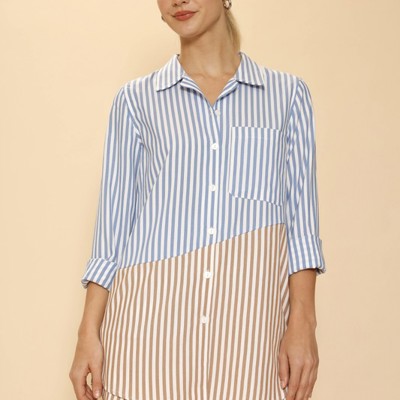 Miss Sparkling Striped Oversized Button Down Shirt