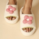 Size 5 White Puffy flower slippers
