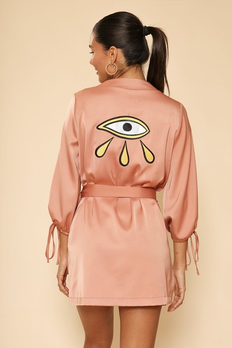 Miss Sparkling Satin Wrap Robe 