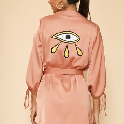 Miss Sparkling Satin Wrap Robe 