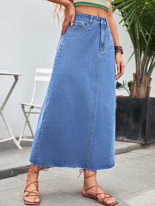 Midi Denim Skirt