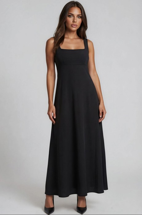 Miss  Sparkling Square Neck Fit & Flare Midi Dress