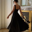 XL Black Miss  Sparkling Square Neck Fit & Flare Midi Dress
