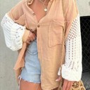Brown Small Miss Sparkling Crotchet Button Down