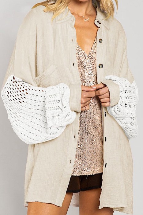 Miss Sparkling Crotchet Button Down