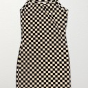 XL Yellow Checkered rib knit tank top dress
