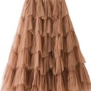 Small Brown Tiered chiffon midi skirt