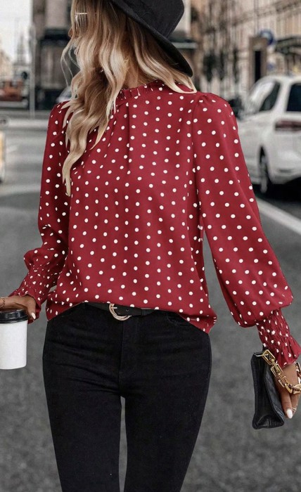 Polka Dot Print Blouse