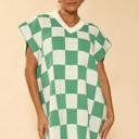  Check knit poncho
