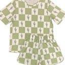  Cactus check printed waffle lounge set