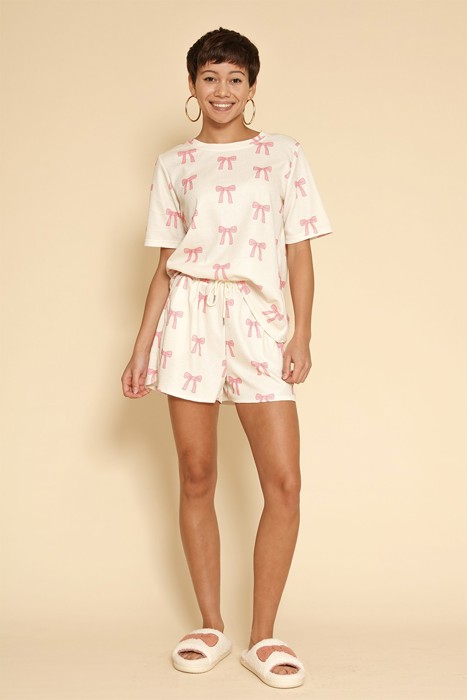 BOW Printed waffle lounge set