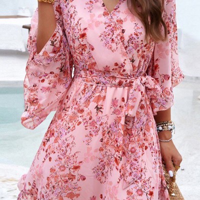 Miss Sparkling Floral Wrap Dress