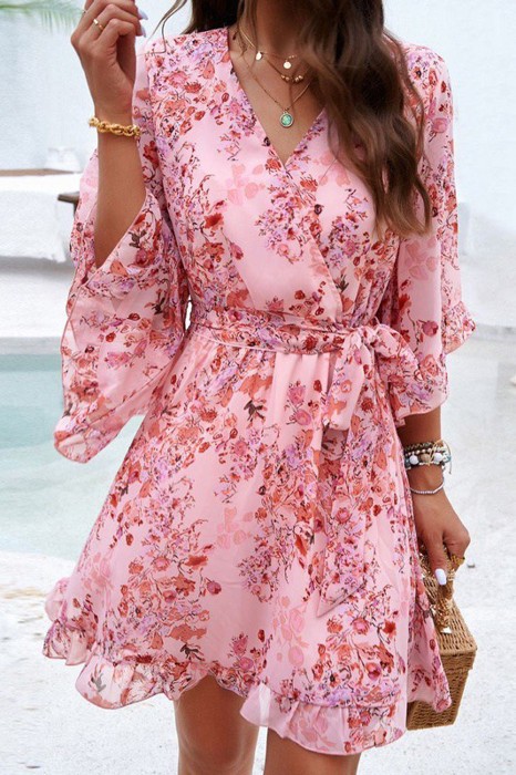 Miss Sparkling Floral Wrap Dress