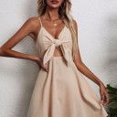 Small Beige A-Line Front Bow Dress
