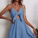 Small Blue A-Line Front Bow Dress