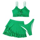 green Medium Miss Sparkling 3 piece swimsuit and cover up set