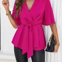  Tie front v-neck blouse