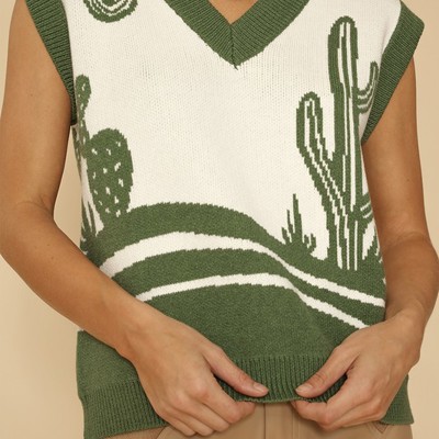 Miss Sparkling Desert landscape cactus sweater vest