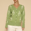  Miss Sparkling Cactus knit button front cardigan