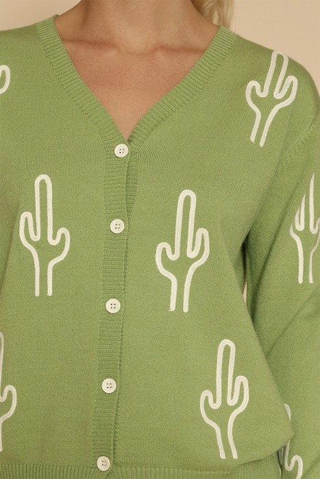 Miss Sparkling Cactus knit button front cardigan