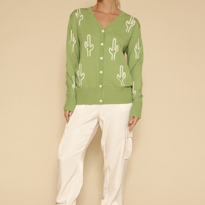 Miss Sparkling Cactus knit button front cardigan